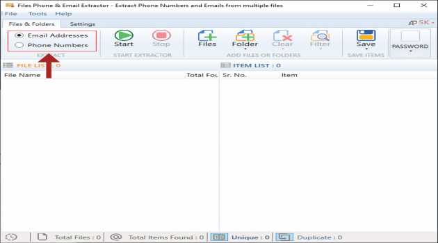 File Phone and Email Extractor