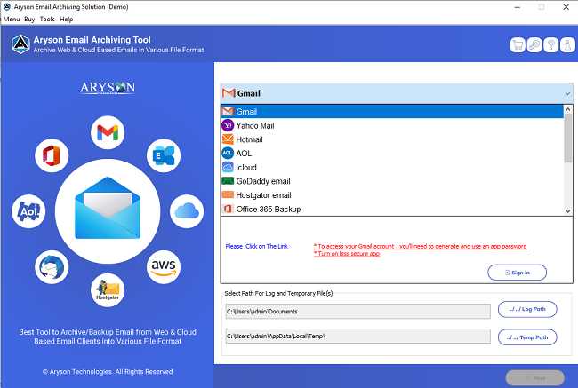 Aryson Email Archiving Software