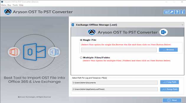 Aryson OST to Office 365 Migration