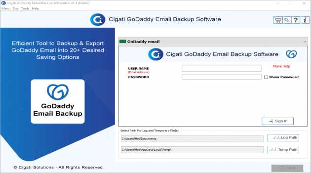 Cigati GoDaddy Email Backup Tool