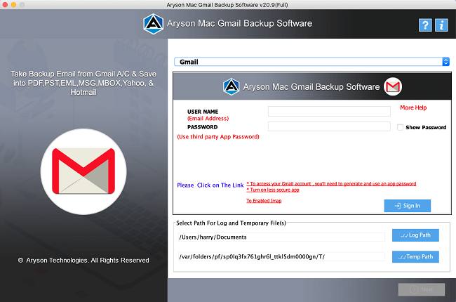 Aryson Mac Gmail Backup Tool