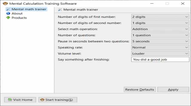 Mental Calculation Training Software