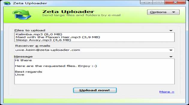 Zeta Uploader, Windows Client