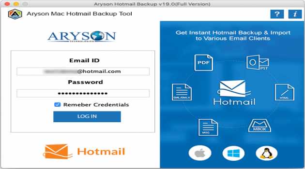 Aryson Hotmail Backup Extractor