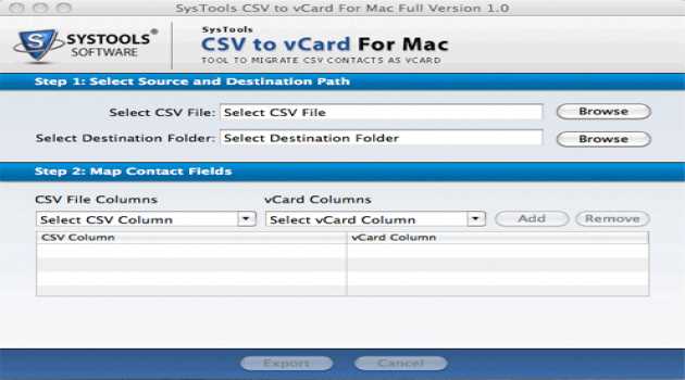 SysTools CSV to vCard for Mac