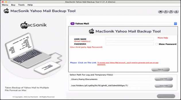 Yahoo Backup Tool for Mac
