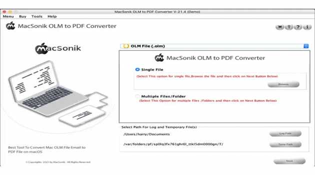 OLM to PDF Converter for Mac