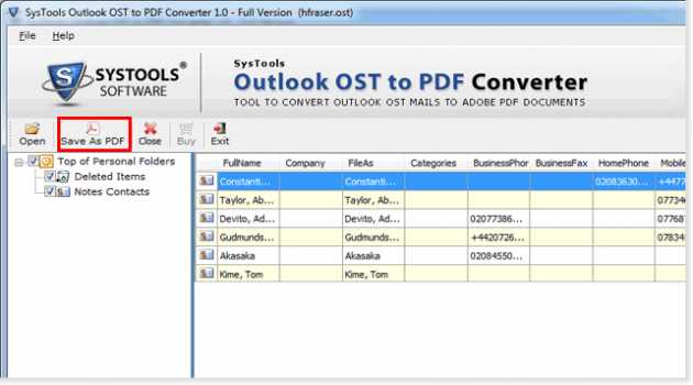 Outlook OST to PDF Converter
