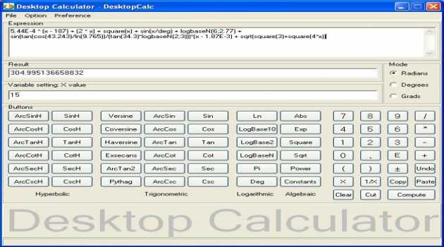 Desktop calculator - DesktopCalc