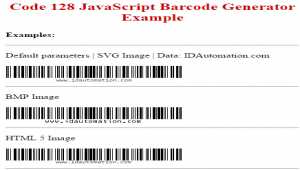 Code128 and GS1 128 JavaScript Generator