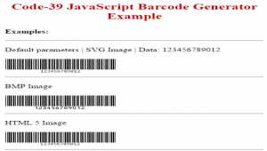 Code39 HTML5 JavaScript Generator