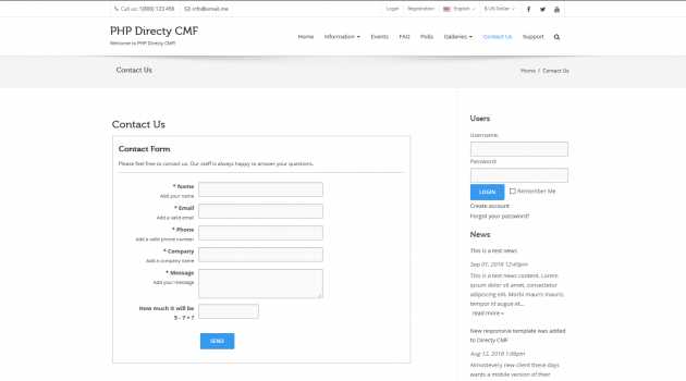 Webforms Module for Directy CMF