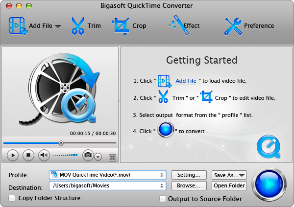 Bigasoft QuickTime Converter for Mac